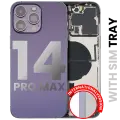 Back Housing W/ Small Pre-Installed Compatible For iPhone 14 Pro Max (International Version) (Used OEM Pull: Grade A) (Deep Purple)