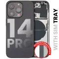 Back Housing W/ Small Pre-Installed Compatible For iPhone 14 Pro (International Version) (Used OEM Pull: Grade A) (Space Black)