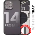 Back Housing W/ Small Pre-Installed Compatible For iPhone 14 Pro Max (International Version) (Used OEM Pull: Grade A) (Space Black)