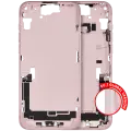 Mid-Frame Housing  W/ Charging Port Flex & Small Parts  For iPhone 15 Plus (EU / Global Version) (Used OEM Pull: Grade B) (Pink)