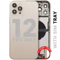Back Housing W/ Charging Port Flex & Small Parts  For iPhone 12 Pro Max (EU / Global Version) (Used OEM Pull: Grade C) (Gold)