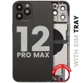 Back Housing W/ Charging Port Flex & Small Parts  For iPhone 12 Pro Max (EU / Global Version) (Used OEM Pull: Grade B) (Graphite)