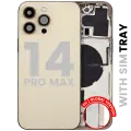 Back Housing W/ Small Parts For iPhone 14 Pro Max (EU / Global Version) (Used OEM Pull: Grade C) (Gold)