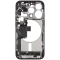 Mid-Frame Housing  W/ Charging Port Flex & Small Parts  For iPhone 15 Pro (US Version) (Used OEM Pull: Grade A) (Black Titanium)