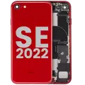 Back Housing W/ Charging Port Flex and Small Components Pre-Installed For iPhone SE (2022) (Used OEM Pull: Grade A) (Red)