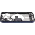 Mid-Frame Housing  W/ Charging Port Flex & Small Parts  For iPhone 15 Pro (US Version) (Used OEM Pull: Grade C) (Blue Titanium)