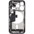 Mid-Frame Housing  W/ Charging Port Flex & Small Parts  For iPhone 15 Pro (US Version) (Used OEM Pull: Grade B) (Blue Titanium)