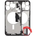 Mid-Frame Housing  W/ Charging Port Flex & Small Parts  For iPhone 15 Pro Max (EU / Global Version) (Used OEM Pull: Grade B) (Black Titanium)