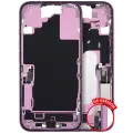 Mid-Frame Housing  W/ Charging Port Flex & Small Parts  For iPhone 16 (US Version) (Used OEM Pull: Grade C) (Pink)
