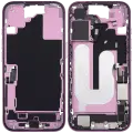 Mid-Frame Housing  W/ Charging Port Flex & Small Parts  For iPhone 16 (US Version) (Used OEM Pull: Grade C) (Pink)