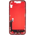 Mid-Frame Housing  W/ Charging Port Flex & Small Parts  For iPhone 14 Plus (US Version) (Used OEM Pull: Grade B) (Red)
