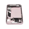 Mid-Frame Housing  W/ Charging Port Flex & Small Parts  For iPhone 15 (US Version) (Used OEM Pull: Grade A) (Pink)