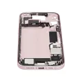 Mid-Frame Housing  W/ Charging Port Flex & Small Parts  For iPhone 15 (US Version) (Used OEM Pull: Grade B) (Pink)