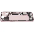 Mid-Frame Housing  W/ Charging Port Flex & Small Parts  For iPhone 15 (US Version) (Used OEM Pull: Grade C) (Pink)