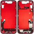Mid-Frame Housing  W/ Charging Port Flex & Small Parts  For iPhone 14 (US Version) (Used OEM Pull: Grade C) (Red)