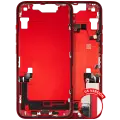 Mid-Frame Housing  W/ Charging Port Flex & Small Parts  For iPhone 14 (US Version) (Used OEM Pull: Grade A) (Red)