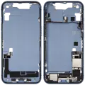 Mid-Frame Housing  W/ Charging Port Flex & Small Parts  For iPhone 14 (US Version) (Used OEM Pull: Grade B) (Blue)