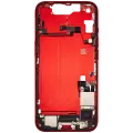 Mid-Frame Housing  W/ Charging Port Flex & Small Parts  For iPhone 14 (US Version) (Used OEM Pull: Grade B) (Red)