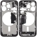 Mid-Frame Housing  W/ Charging Port Flex & Small Parts  For iPhone 15 Pro (EU / Global Version) (Used OEM Pull: Grade C) (Black Titanium)