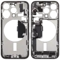 Mid-Frame Housing  W/ Charging Port Flex & Small Parts  For iPhone 15 Pro (EU / Global Version) (Used OEM Pull: Grade B) (White Titanium)