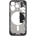 Mid-Frame Housing  W/ Charging Port Flex & Small Parts  For iPhone 15 Pro (EU / Global Version) (Used OEM Pull: Grade B) (Black Titanium)