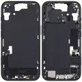 Mid-Frame Housing  W/ Charging Port Flex & Small Parts  For iPhone 15 (EU / Global Version) (Used OEM Pull: Grade C) (Black)