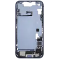 Mid-Frame Housing  W/ Charging Port Flex & Small Parts  For iPhone 14 (EU / Global Version) (Used OEM Pull: Grade C) (Blue)