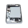 Mid-Frame Housing  W/ Charging Port Flex & Small Parts  For iPhone 15 Plus (US Version) (Used OEM Pull: Grade B) (Blue)