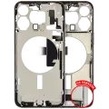 Mid-Frame Housing  W/ Charging Port Flex & Small Parts  For iPhone 15 Pro Max (US Version) (Used OEM Pull: Grade B) (White Titanium)