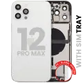 Back Housing W/ Charging Port Flex & Small Parts  For iPhone 12 Pro Max (EU / Global Version) (Used OEM Pull: Grade C) (Silver)