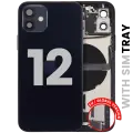 Back Housing W/ Charging Port Flex & Small Parts  For iPhone 12 (EU / Global Version) (Used OEM Pull: Grade C) (Black)
