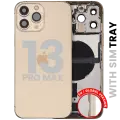 Back Housing W/ Charging Port Flex & Small Parts  For iPhone 13 Pro Max (EU / Global Version) (Used OEM Pull: Grade B) (Gold)