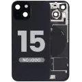 Back Glass w/ MagSafe Magnet & NFC & Flashlight Flex For iPhone 15 (Aftermarket) (Black) (No Logo)
