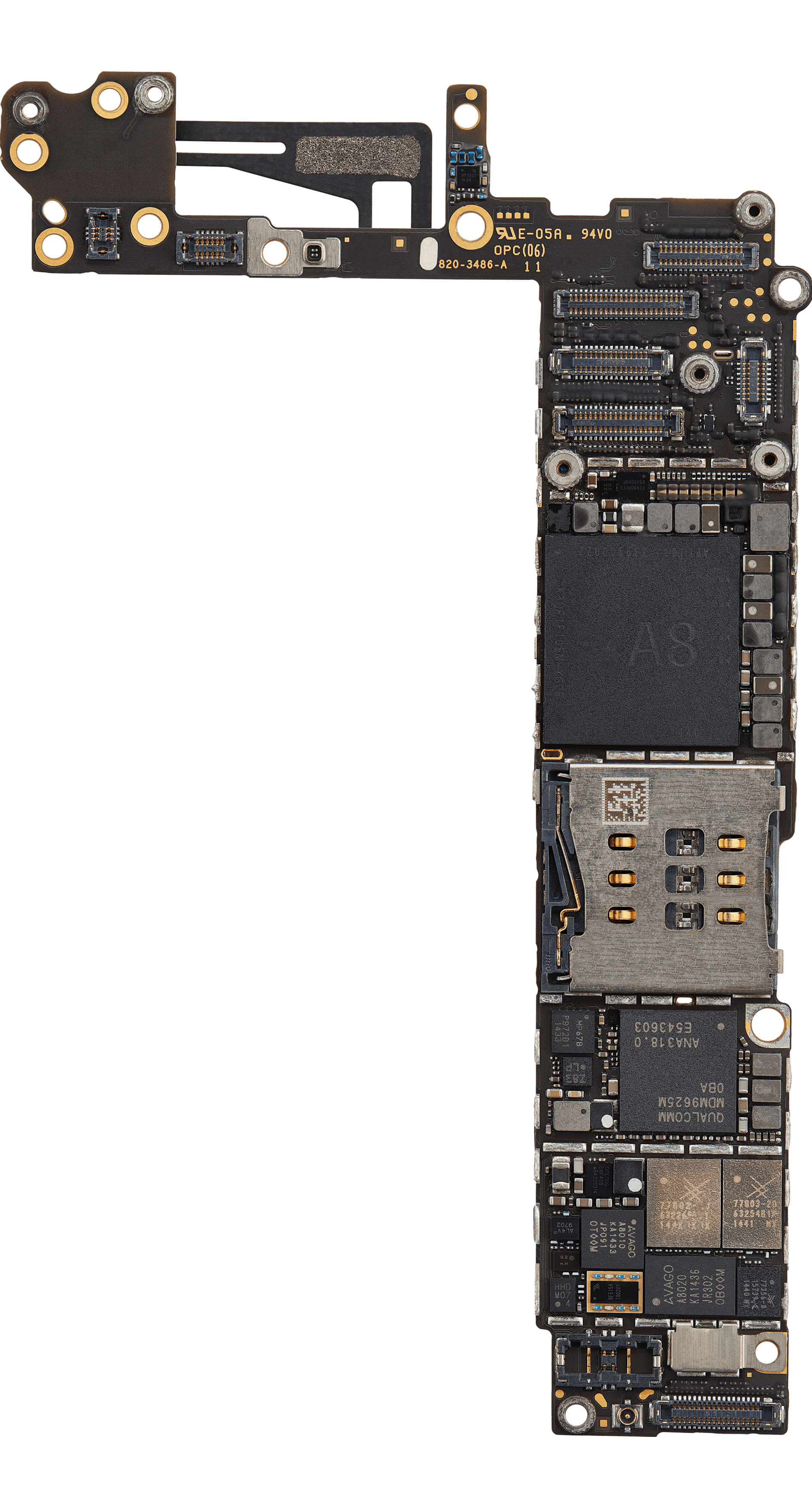 Top logic board front view